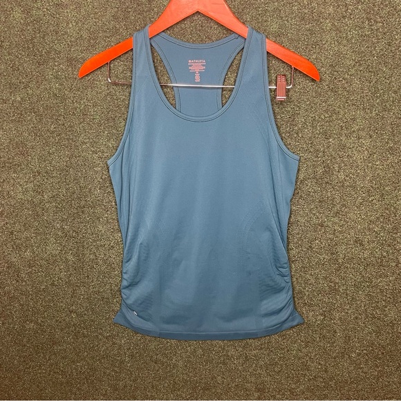 Athleta Womens Tank Top Racerback Rushed Sides Nylon/Spandex Deep Teal Size M - Picture 3 of 5